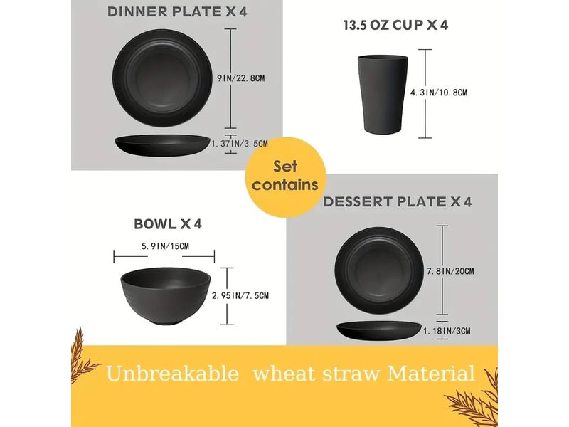  Service de vaisselle en polypropylène léger et incassable 16 pcs  - Conforama B