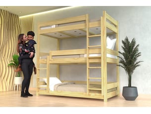 Lit superposé 80x190 cm ABC MEUBLES  TRI380-M coloris bois foncé