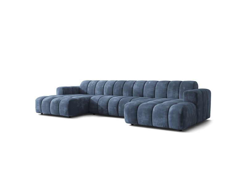 Canapé d'angle aenis, tissu chenille bleu - Conforama A