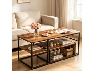 Tables basses – set de 2 tables basses gigognes – plateau marbre blanc – stable et durable – cadre métal naturel – 105+52 cm
