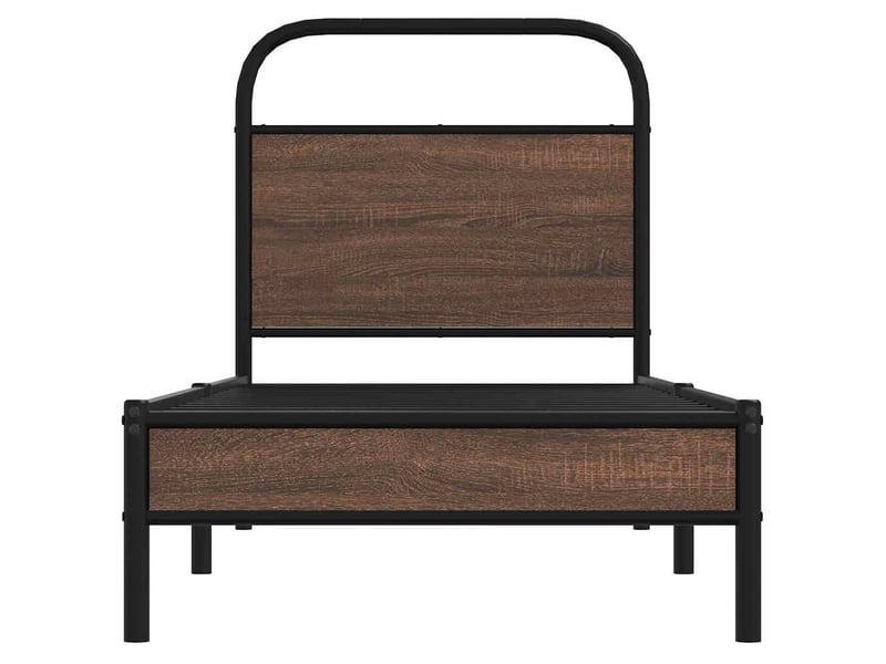 Lit simple- lit adulte - cadre de lit sans matelas 80x200cm chêne marron bois ingénierie - Conforama D