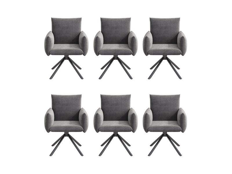  Lot de 6 chaises de salle à manger pivotantes en velours gris  - Conforama A