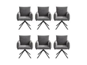 Lot de 6 chaises de salle à manger pivotantes en velours gris