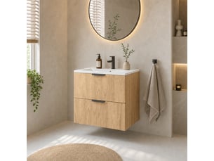 Meuble sous vasque suspendu luna effet chêne hikora 60 cm