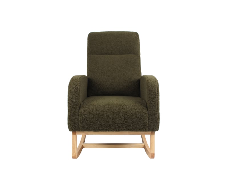  Fauteuil à bascule à dossier haut 75x63x104 cm en tissu bouclette vert  - Conforama D