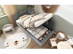 Lit coffre 90x190 cm OKWISH coloris gris