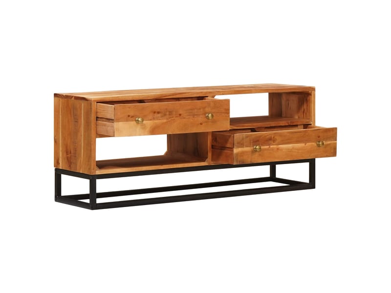  Meuble tv - banc tv - meuble de rangement naturel 110 x 30 x 44 cm bois d'acacia massif  - Conforama C