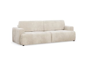 Canapé droit convertible SELSEY Cobbly 3 places Tissu beige avec coffre de rangement