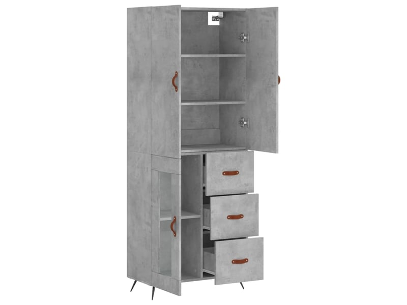  Buffet haut - bahut - meuble de rangement gris béton 69,5x34x180 cm bois d'ingénierie  - Conforama D
