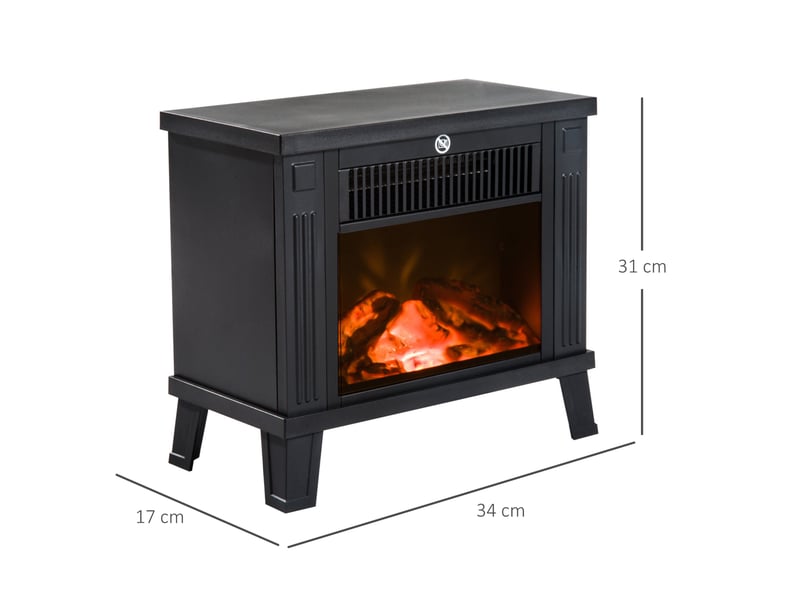  Poêle électrique 34x17x31 cm 6001200 w effet flamme métal noir  - Conforama E