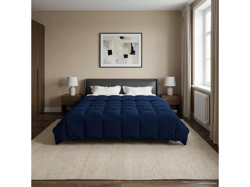  Duvet - couette complet toute l'année 200 x 200 cm 4 saisons bleu foncé  - Conforama B