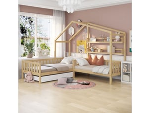 Lit cabane 90x200 cm coloris naturel
