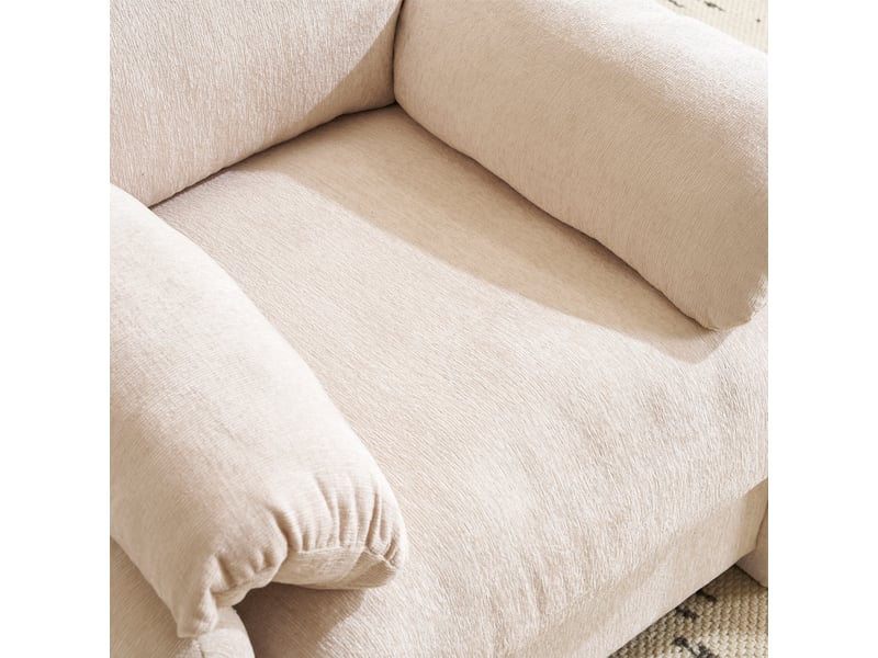  Fauteuil - ergonomique - à ressorts ensachés - chenille - beige - pour salon et séjour 96x82x84cm - Conforama E