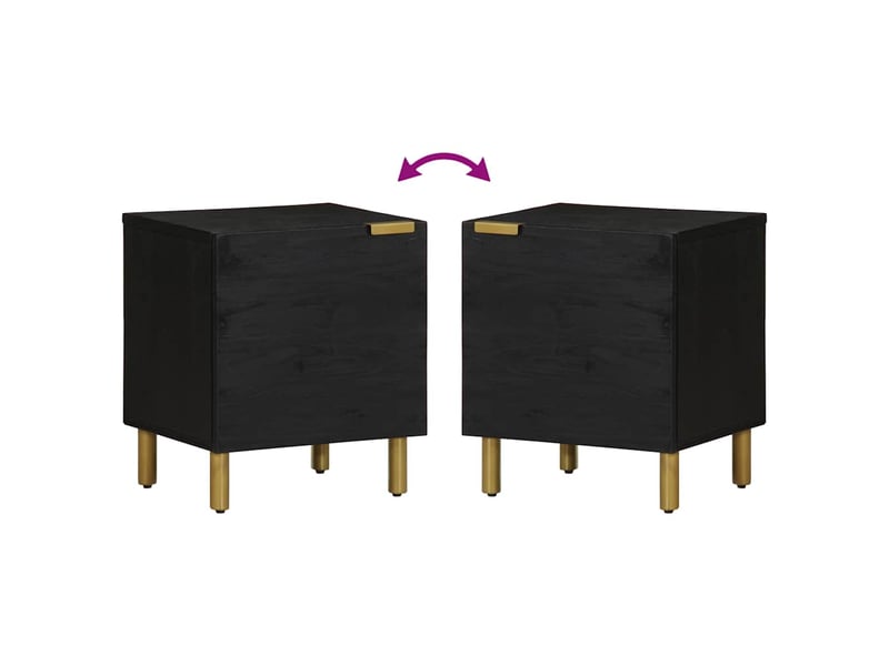  Table de chevet - cabinet de chevet - table de nuit noir 40x33x46 cm bois de manguier solide  - Conforama E