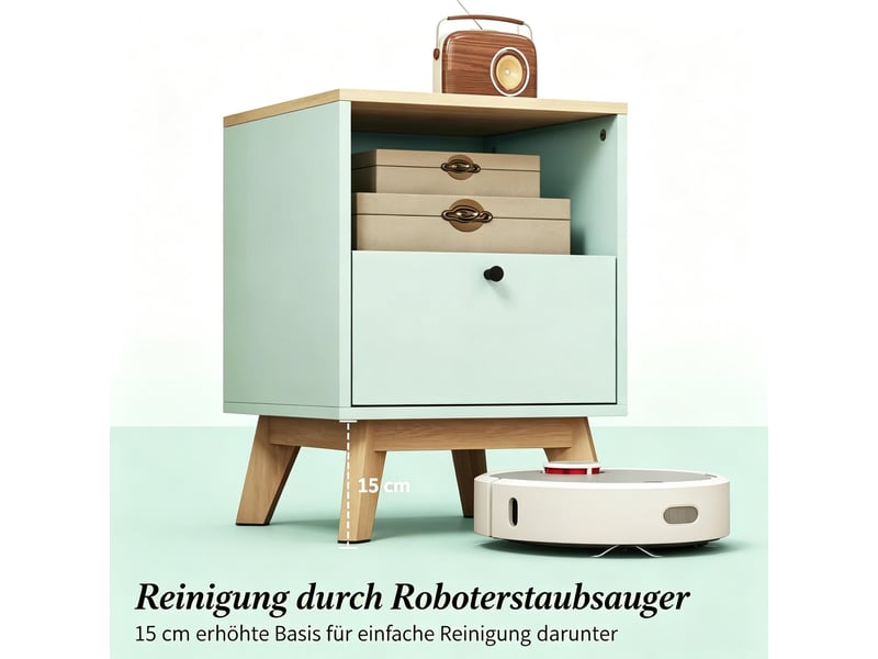  Lot de 2 tables de chevet avec tiroir et étagère ouverte, design moderne  - Conforama E