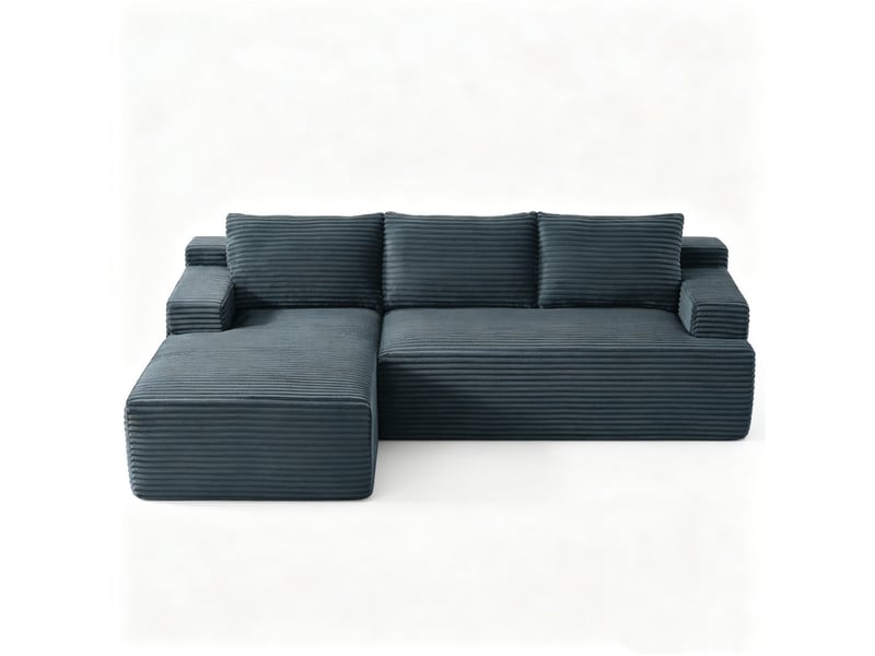  Canapé d'angle convertible 4 places, avec 3 coussins épais, confort d'assise profond, gris foncé, 238x 152 x 66cm  - Conforama A