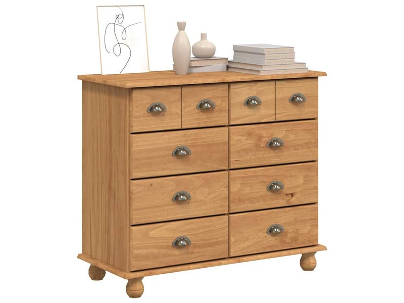 Commode chambre adulte, armoire à tiroirs askim marron 91x40x79 cm bois de pin massif - Conforama C