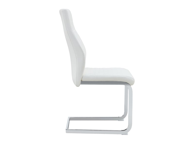  Lot de 2 chaises de salle à manger en similicuir pu blanc, pieds en métal argenté W3658P391052 - Conforama B