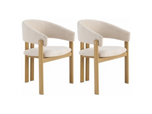Chaises de salle à manger lot de 4 avec accoudoirs ergonomiques  - pieds métal effet bois, lin beige