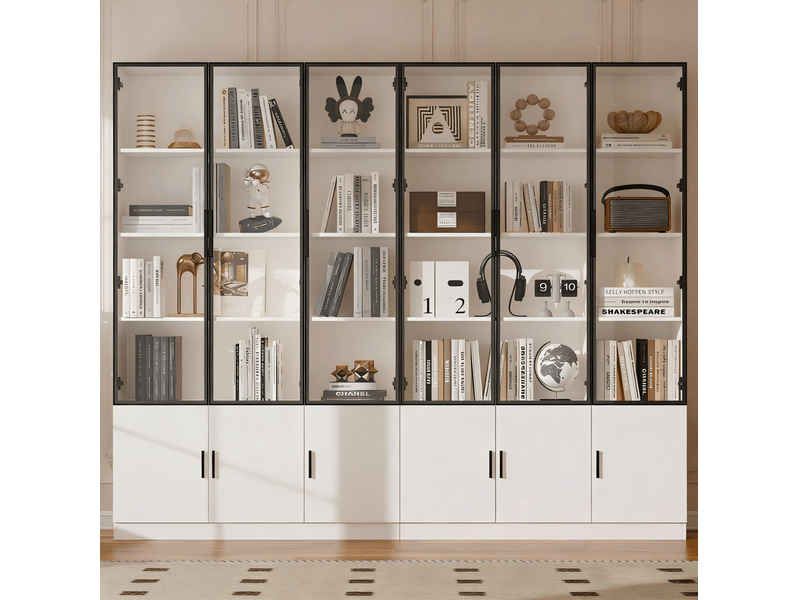  Buffet de cuisine 240x32x200 cm à 12 portes avec led blanc  - Conforama B