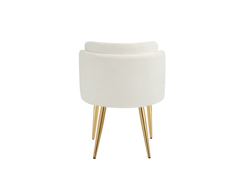 Lot de 2 chaises de salle à manger rembourrées, dossier incurvé, pieds réglables, structure dorée, charge 125 kg, coloris blanc Fay Lum - Conforama E