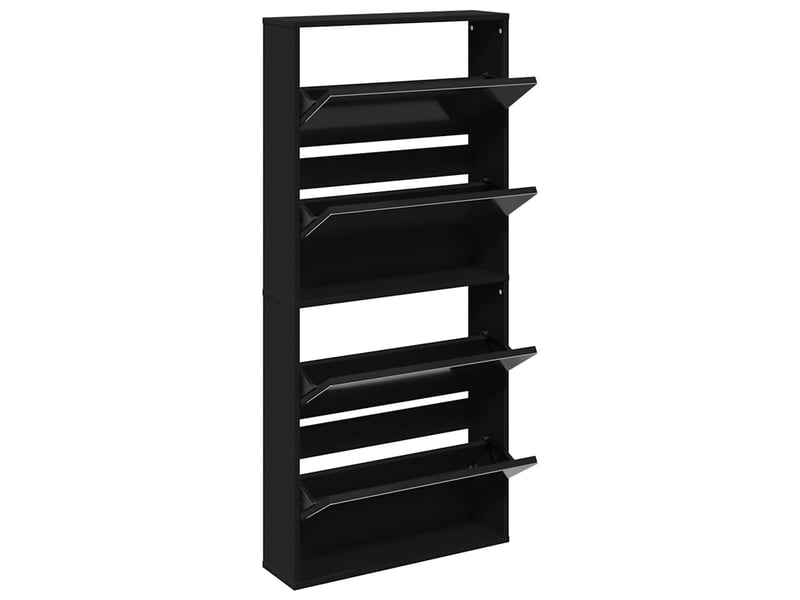  Meuble à chaussure | armoire à chaussures avec miroir à 4 niveaux noir 63x17x134 cm  - Conforama C