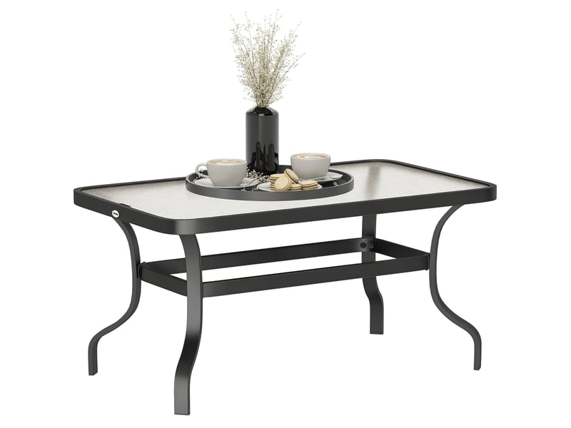  Table basse de jardin, table d'appoint extérieur métal noir 95x55x46cm  - Conforama B