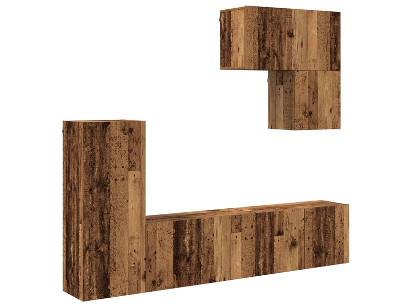  Unité murale de tv 5 pcs bois ancien bois d'ingénierie shl17781  - Conforama A