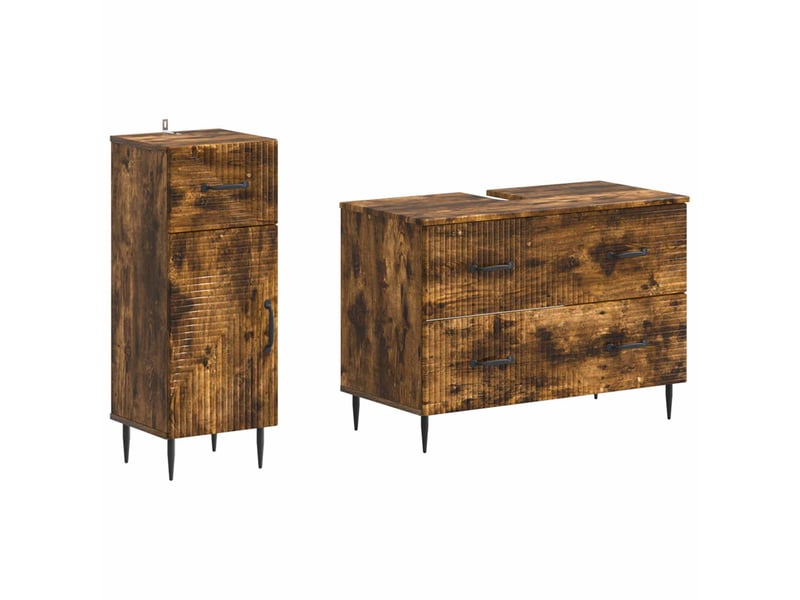 Ensemble de 2 meubles de salle de bain haarlem chêne fumé cf63161 - Conforama A
