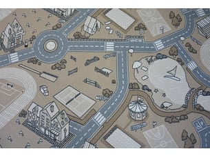 Tapis - moquette antidérapant pour enfants street rue beige 200x200 cm