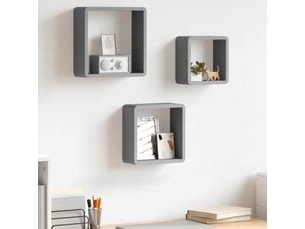 Étagères murale - étagère flottantes sous forme de cube 3 pcs gris mdf