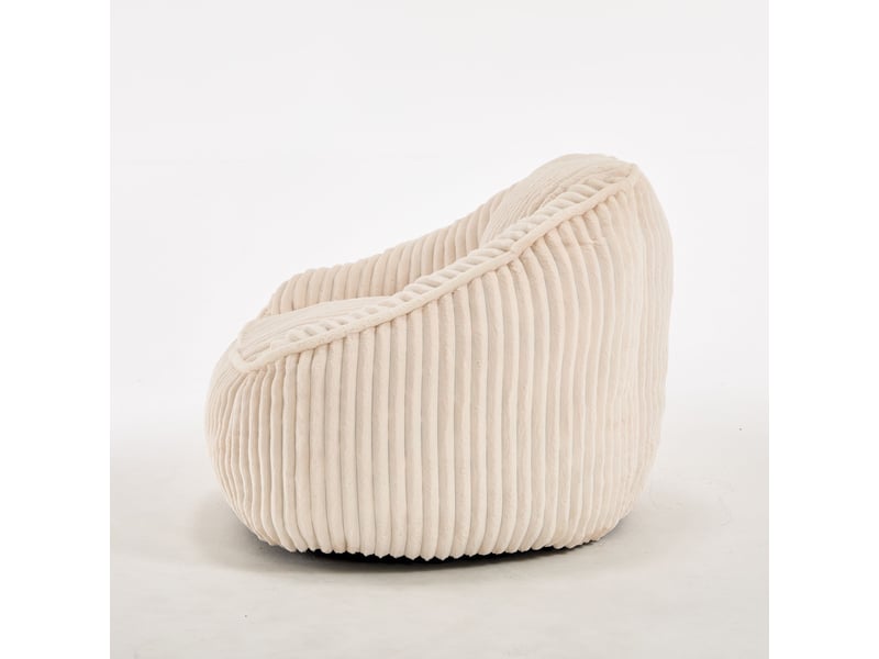  Fauteuil poire 98 x 92 x 73 cm, pouf géant en peluche rayée, rembourrage en mousse à mémoire de forme, moelleux et confortable  - Conforama D