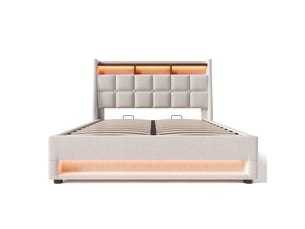 Lit coffre 160x200 cm OKWISH coloris beige