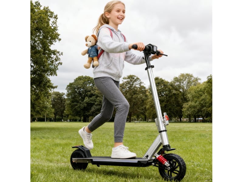  Trottinette électrique enfant dès 10 ans 14 kmh pliable réglable en hauteur métal argenté  - Conforama C