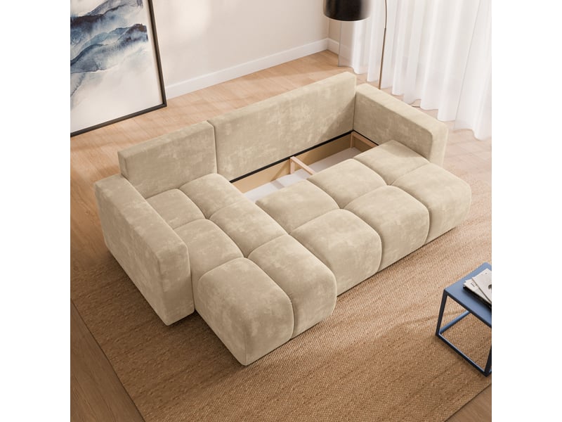  Canapé d'angle ramil, tissu chenille crème  - Conforama C