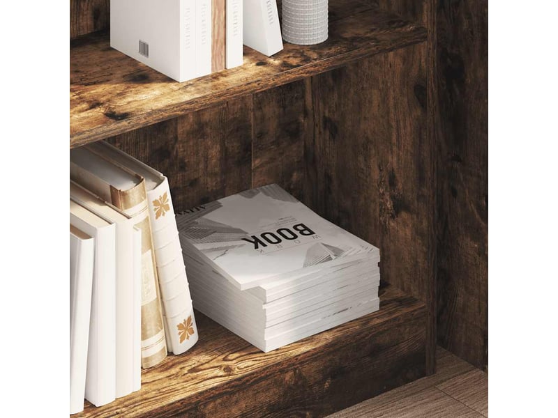  Bibliothèque, étagère de rangement chêne fumé 80x24x76 cm bois d'ingénierie  - Conforama C