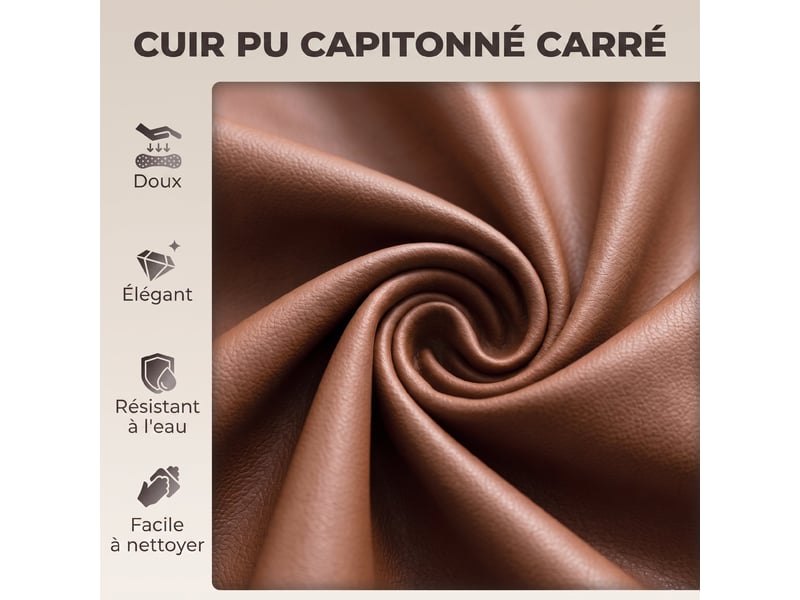  Lot de 2 tabourets de bar en cuir pu, rétro-industriel, hauteur réglable, 40x41,5x76-98cm, pivotant 360°, marron foncé  - Conforama E