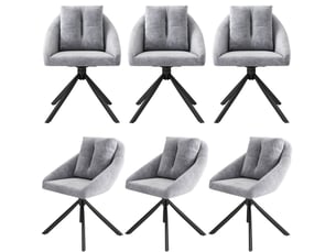 Lot de 6 chaises de salle à manger pivotantes 59 x 65 x 79 cm – gris – velours et rotation 360°