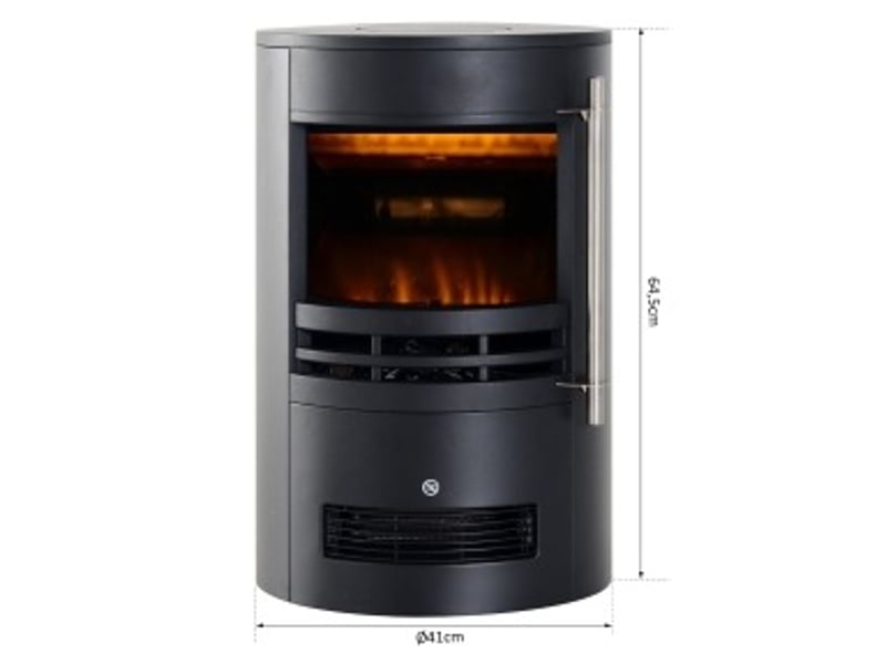  Cheminée électrique led 41 x 41 x 64,5 cm noire en métal et verre trempé, effet flamme et chauffage 9002000w  - Conforama C