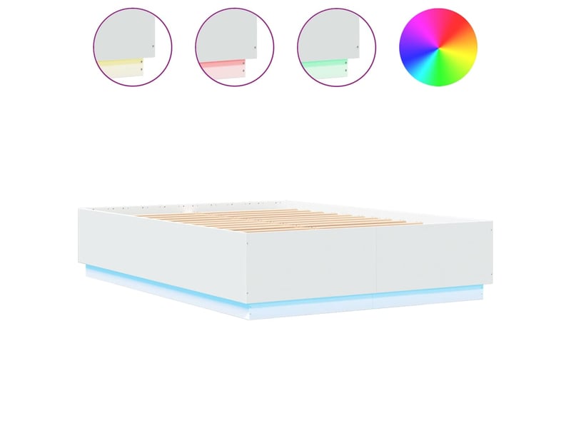  Lit double- lit adulte -  cadre de lit avec led sans matelas blanc 150x200 cm  - Conforama A