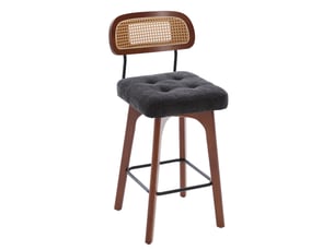 Lot de 2 tabourets de bar 44 x 51 x 96 cm noirs en chenille et rotin, avec rotation à 360 degrés