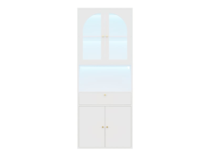  Vitrine blanche 70 × 35 × 180 cm, led rgb dimmable, contrôle par app  - Conforama A