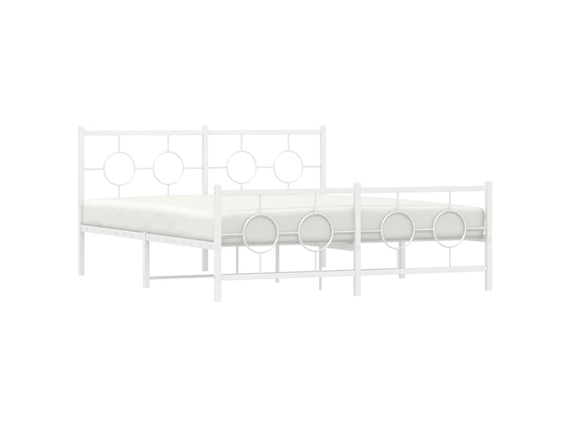  Lit double- lit adulte -  cadre de lit métal sans matelas et pied de lit blanc 150x200 cm  - Conforama C