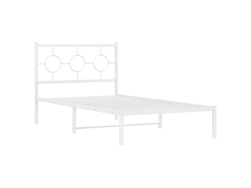  Lit simple- lit adulte -  cadre de lit métal sans matelas et tête de lit blanc 100x200 cm  - Conforama B