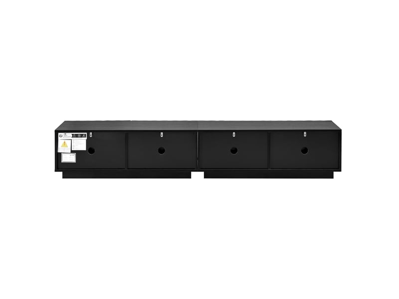  Meuble tv noir 200x40x35 cm avec façade ondulée, tiroirs, push-to-open et passe-câbles  - Conforama D