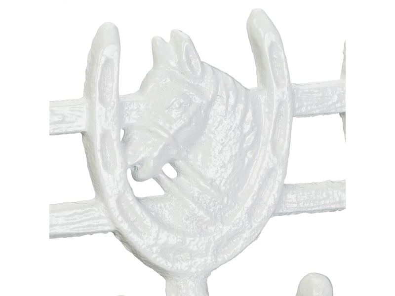  Portemanteau mural décoratif rustique entrée 90 x 20 x 10 cm avec 6 crochets en fonte blanche 13_0013382  - Conforama C