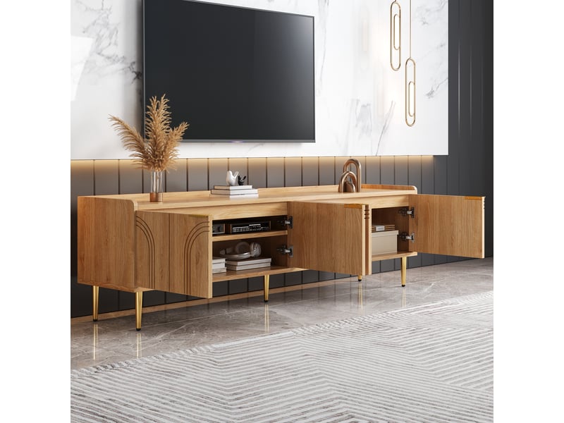  Meuble tv naturel 170 cm mdf meuble tv naturel - Conforama E
