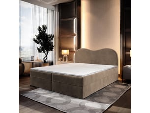 Lit avec rangement 160x200 cm <strong>MASSENO</strong>  <strong></strong> coloris beige