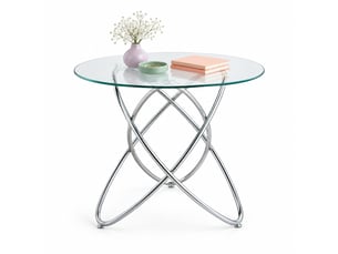 Table de salle à manger moderne pour 4 personnes avec plateau en verre trempé et pieds en métal, pour cuisine et salon, argent
