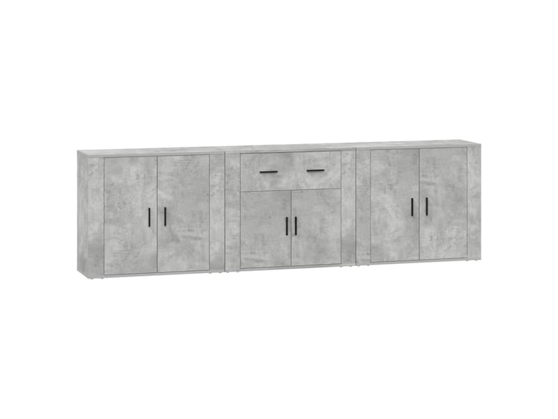  Buffets 3 pcs - bahut - meuble de rangement gris béton bois d'ingénierie  - Conforama A
